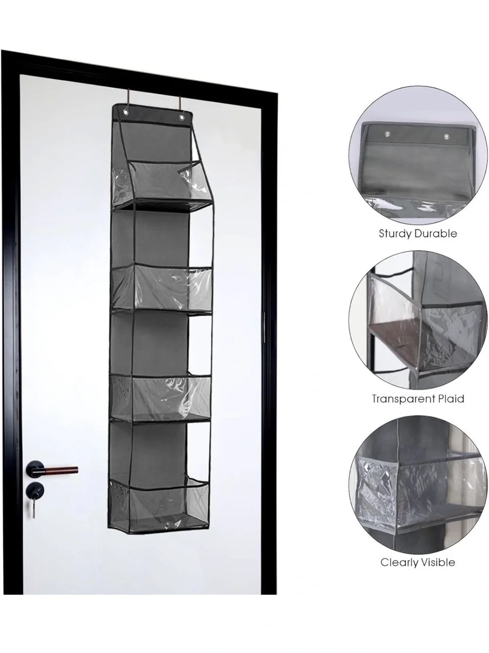 Over-the-Door 4-Shelf Hanging Organizer - Gray